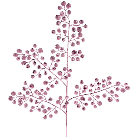 33"L GLITTER ROUND LEAF SPRAY - PINK - XS226722