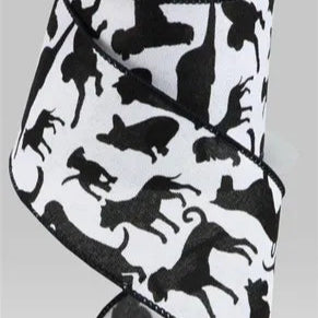 2.5"X10YD ASSORTED DOGS ON ROYAL - WHITE/BLACK - RG0163527