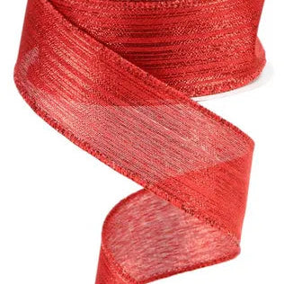 1.5"X10YD VERTICAL METALLIC STRIPE - RED - RGC129924