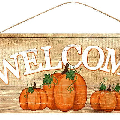 12.5"LX6"H WELCOME PUMPKINS - NATURAL/WHITE/ORANGE - AP8231