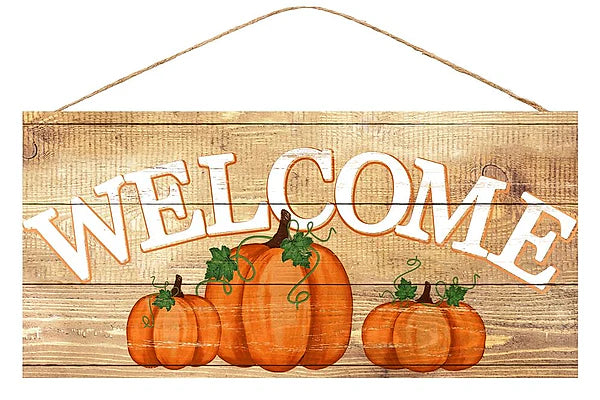 12.5"LX6"H WELCOME PUMPKINS - NATURAL/WHITE/ORANGE - AP8231
