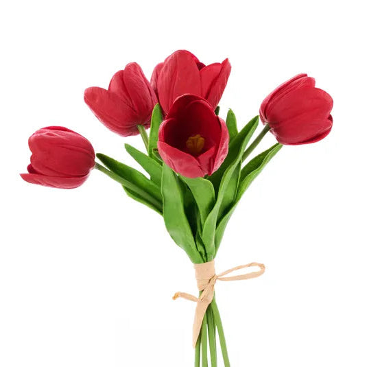 14"L MEDIUM TULIP FLOWER BUNDLE X6 - RED - FN172424