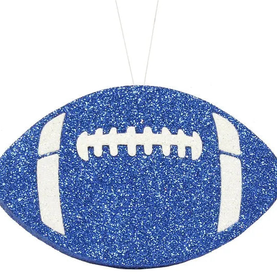 5"W X 3.125"H GLITTER FOOTBALL - BLUE/WHITE - MD0271H2