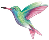 12.2"LX9.6"H METAL/EMBOSSED HUMMINGBIRD - GREEN/PINK/PURPLE - MD1190