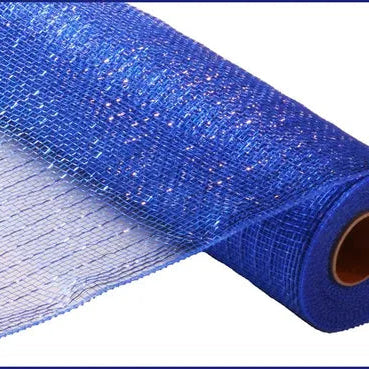 21"X10YD METALLIC MESH - BLUE W/BLUE FOIL - RE100125