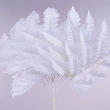 17"L PULL APART SILK LEATHER LEAF BUSH - WHITE - FG663627