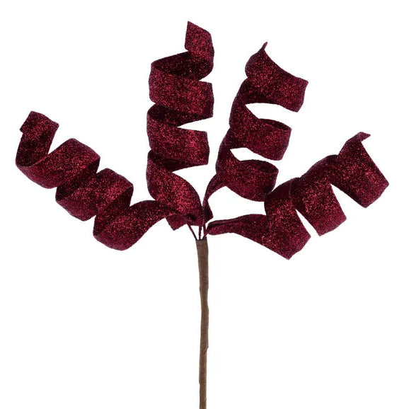 11"L GLITTER CURL PICK - BURGUNDY - XS149105