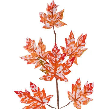 29"L GLITTER MAPLE LEAF SPRAY - RUST/ORANGE/YELLOW/GREEN - HA1747