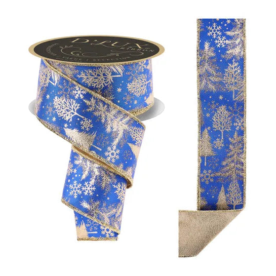 2.5"X10YD FOIL TREE/FUSED - D'LUX - ROYAL BLUE/GOLD - LX325825