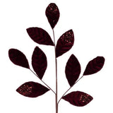 27"L VELVET/GLITTER MAGNOLIA LEAF SPRAY X9 - BURGUNDY - XS255205