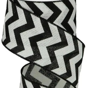 2.5"X10YD WIDE CHEVRON/CROSS ROYAL - WHITE/BLACK - RG1025X6