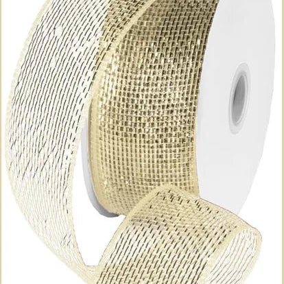 2.5"X25YD METALLIC - CREAM W/GOLD FOIL - RS200472