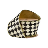 2.5"X10YD WIRED RIBBON - BLACK & GOLD HARLEQUIN W/ GOLD BACKING - 6015W-675-63E