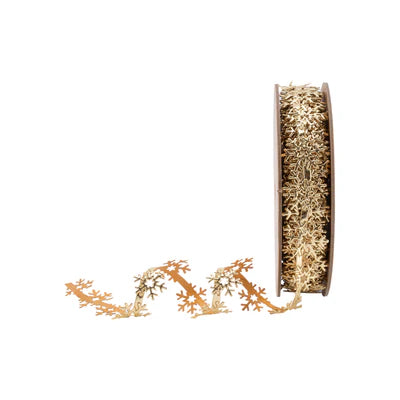 7/8"X10YD ULTRASONIC TRIM - METALLIC GOLD SNOWFLAKE - LARIBBON - 6061-002-25E