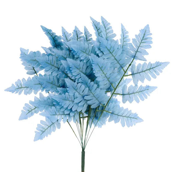 17"L PULL APART SILK LEATHER LEAF BUSH - SMOKE BLUE - FG629648