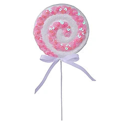 12.25"L GLITTER/IRIDESCENT LOLLIPOP PICK - PINK - MZ221599