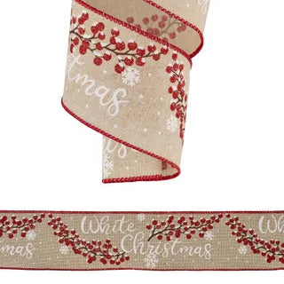 2.5"X10YD WHITE CHRISTMAS W/BERRIES - LIGHT NATURAL/DARK RED/RED/BROWN - RGF137667