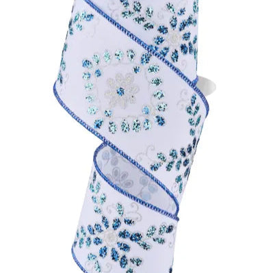 2.5"X10YD ORNATE LOOP DIAMOND - WHITE/BLUE/SILVER - RGE1924WR
