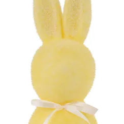 12.5"HX4"L STANDING RABBIT WITH BOW - YELLOW - HE740229