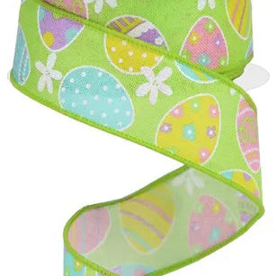 1.5"x10YD EASTER EGGS - GREEN/LIGHT PINK/SOFT YELLOW/LAVENDER - RGA1656X3
