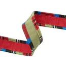 1"X10YD WIRED REVERSIBLE DUPIONI RIBBON - RED/APPLE GREEN W PLAID CORDING - LA RIBBON - 6915W-250-25E