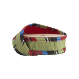 1"X10YD WIRED REVERSIBLE DUPIONI RIBBON - RED/APPLE GREEN W PLAID CORDING - LA RIBBON - 6915W-250-25E