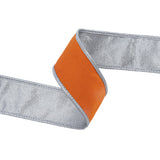2 1/2"X10YD WIRED RIBBON - ORANGE W SILVER PIPING/BACKING - LARIBBON - 6923W-750-63E
