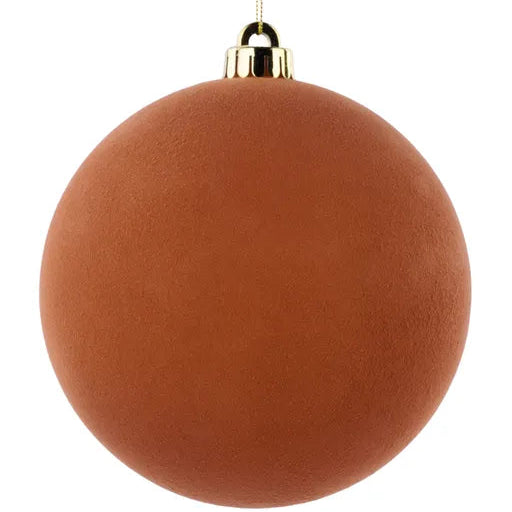 150MM SMOOTH FLOCKED BALL ORNAMENT - BURNT ORANGE - XH1150MW