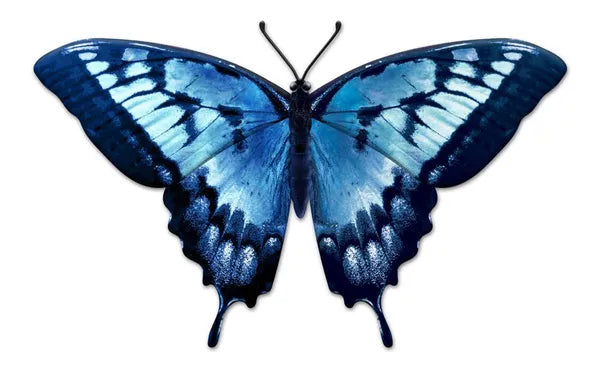 13.5"L METAL EMBOSSED BUTTERFLY SIGN - MULTI BLUE - MD136303