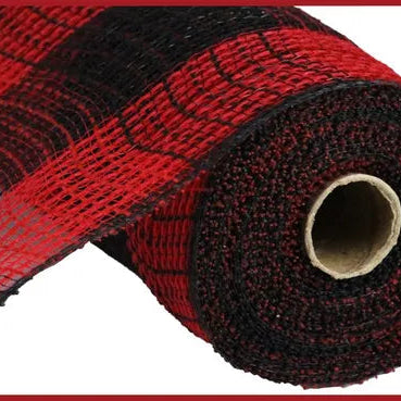 10.25"X10YD FAUX JUTE/PP LARGE CHECK - RED/BLACK - RY8315E6