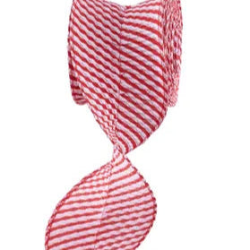 3"X5YD PLEATED STRIPE RIBBON - WHITE/RED/SILVER - RB101487
