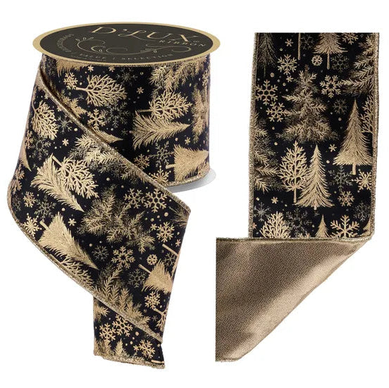 4"X10YD FOIL TREE/FUSED - D'LUX - BLACK/GOLD - LX325986