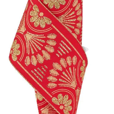 4"X10YD BOLD ART DECO - RED/GOLD - RGE170536
