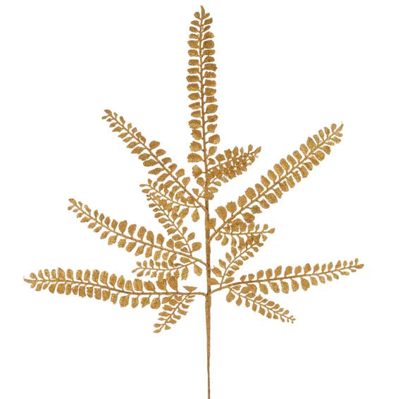 16"L GLITTER FERN SPRAY X6 - LASER GOLD - XS236408
