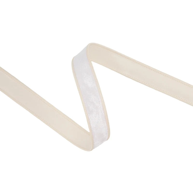 1"X10YD WIRED HERITAGE VELVET RIBBON - IVORY - 7005W-028-25E