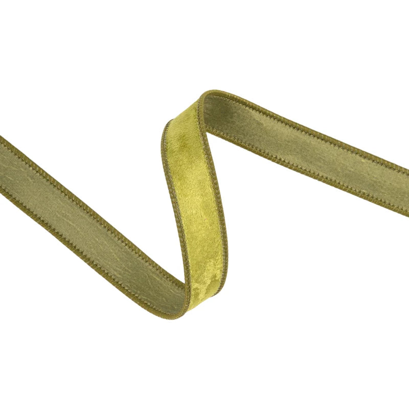 1"x10YD WIRED HERITAGE VELVET RIBBON - WILLOW - 7005W-563-25E