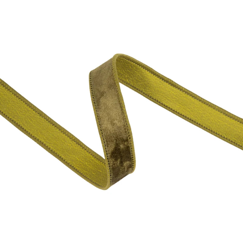 1"x10YD WIRED HERITAGE VELVET RIBBON - MOSS - 7005W-570-25E