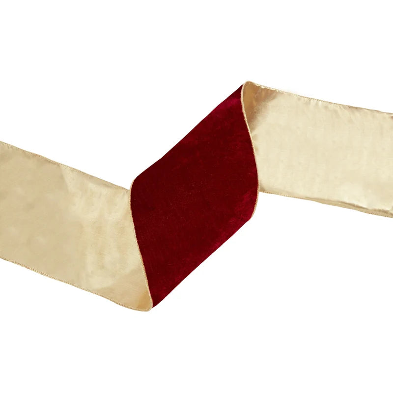 6"X10YD WIRED DELUXE REVERSIBLE VELVET RIBBON - SCARLETT - 7014W-260-152E