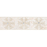 4"x10YD WIRED VELVET - GLITTER SNOWFLAKE WITH JEWEL ON CHAMPAGNE - 7017W-811-100E