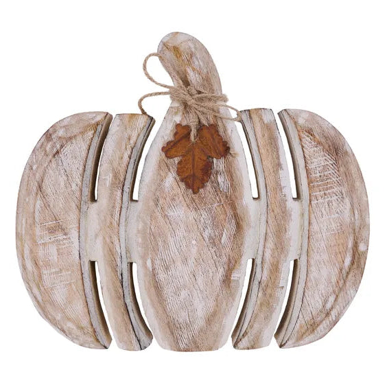 9.75"L X 8.75"H MANGOWOOD OPEN PUMPKIN - NATURAL/WHITE - HH4090