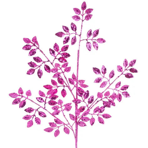 28"L GLITTER LEAF SPRAY - FUCHSIA - XS226807