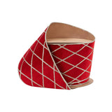 4"X10YD WIRED VELVET RIBBON - RED W/ GLITTERED DIAMOND - LARIBBON - 7112W-250-100E