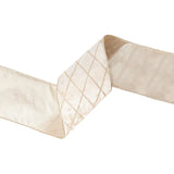 4"X10YD WIRED VELVET RIBBON - CHAMPAGNE W/ GLITTERED DIAMOND - LARIBBON - 7112W-811-100E