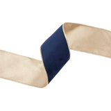 2 1/2"X10YD REVERSIBLE CLASSIC VELVET WIRED RIBBON - NAVY/GOLD - LARIBBON - 7115W-374-63E