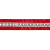 2.5"X10YD WIRED VELVET RIBBON - RED WITH GOLD TRIM IRIDESCENT JEWEL - 7130W-250-63E
