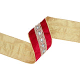 2.5"X10YD WIRED VELVET RIBBON - RED WITH GOLD TRIM IRIDESCENT JEWEL - 7130W-250-63E