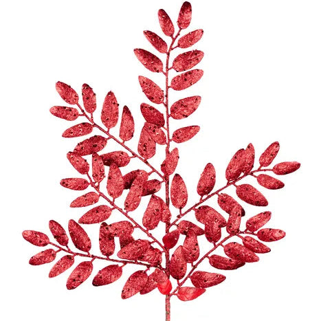 21"L GLITTER HONEY LOCUST SPRAY - RED - XS216924
