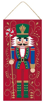 12.5"HX6"L NUTCRACKER W/ CANDY SIGN - RED/BLUE/GREEN - AP8545