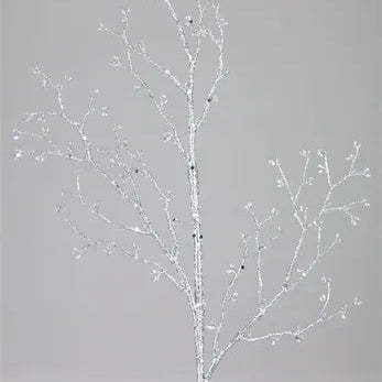 27"L GLITTERED BUD BRANCH SPRAY - SILVER - XS984626