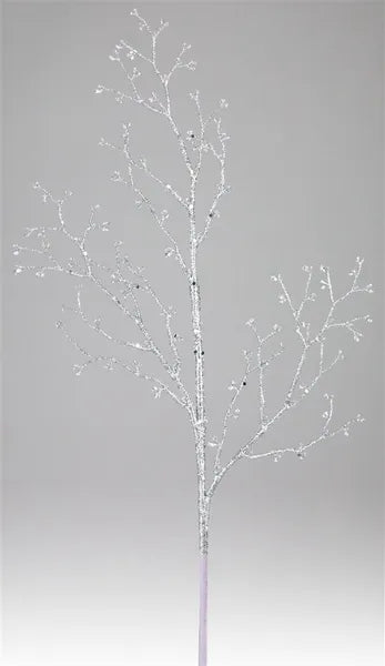 27"L GLITTERED BUD BRANCH SPRAY - SILVER - XS984626